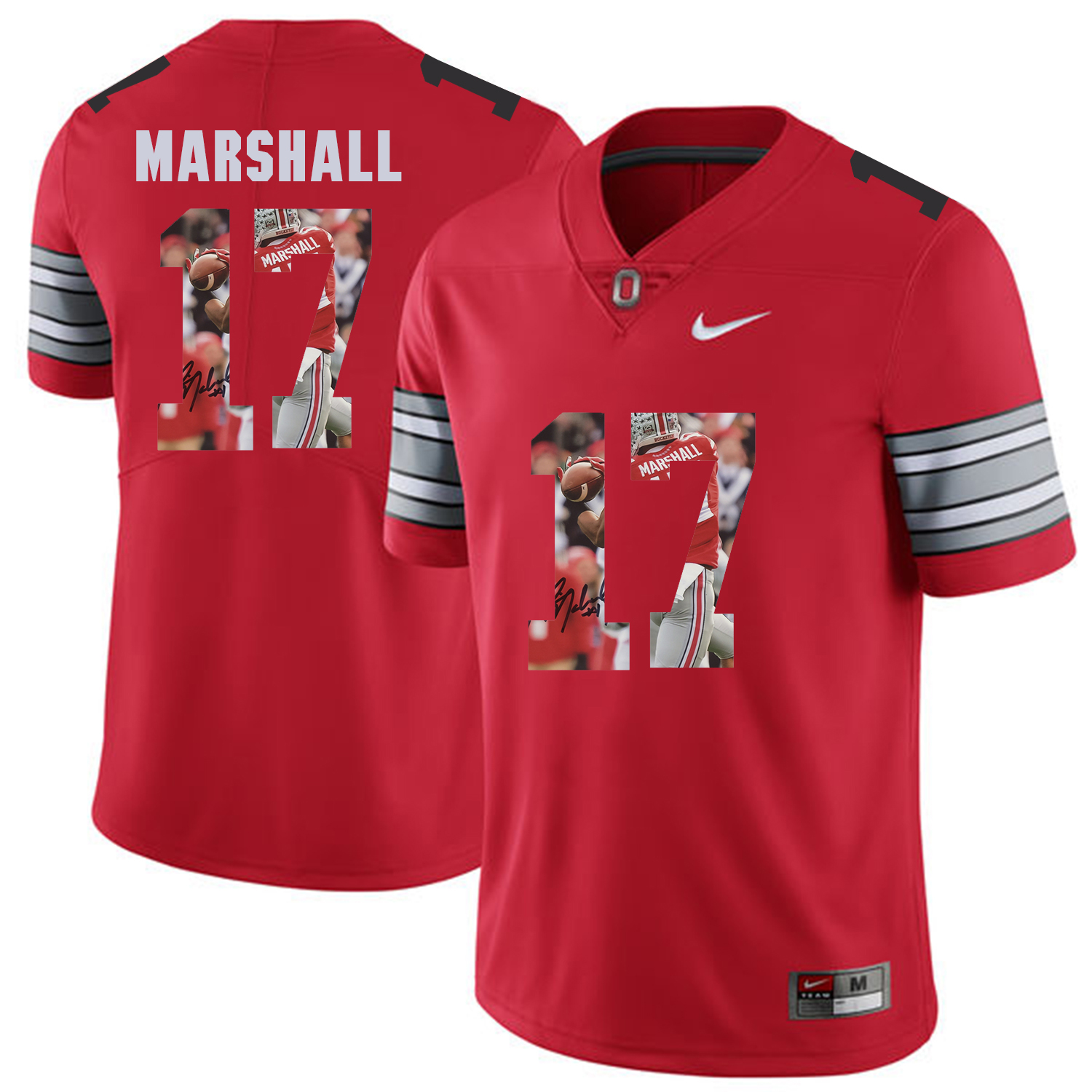 Men Ohio State 17 Marshall Red Fashion Edition Customized NCAA Jerseys